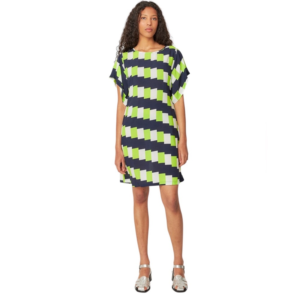 NWT SKFK Laide Dress EU 38 US 6 EcoVero Geometric Belted Pockets $165